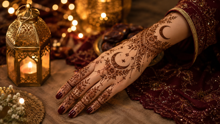 Ramadan Mehndi Stencil Ideas for Simple and Elegant Festive Hands