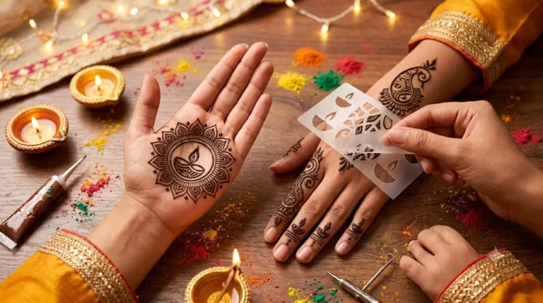 Diwali Henna Stencil Patterns:(Easy Diya Rangoli Mandala and Floral Designs)