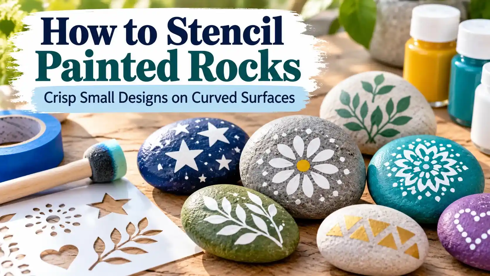 How to Stencil Painted Rocks: Crisp Small Designs on Curved Surfaces